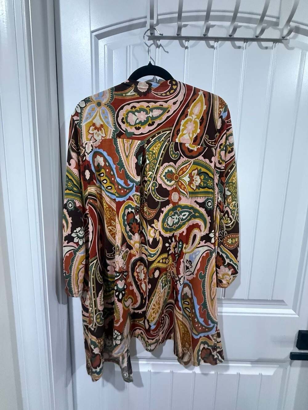 Dear Scarlett L Paisley Duster Cardigan Boho Western Stretch Kimono Top - Picture 3 of 7